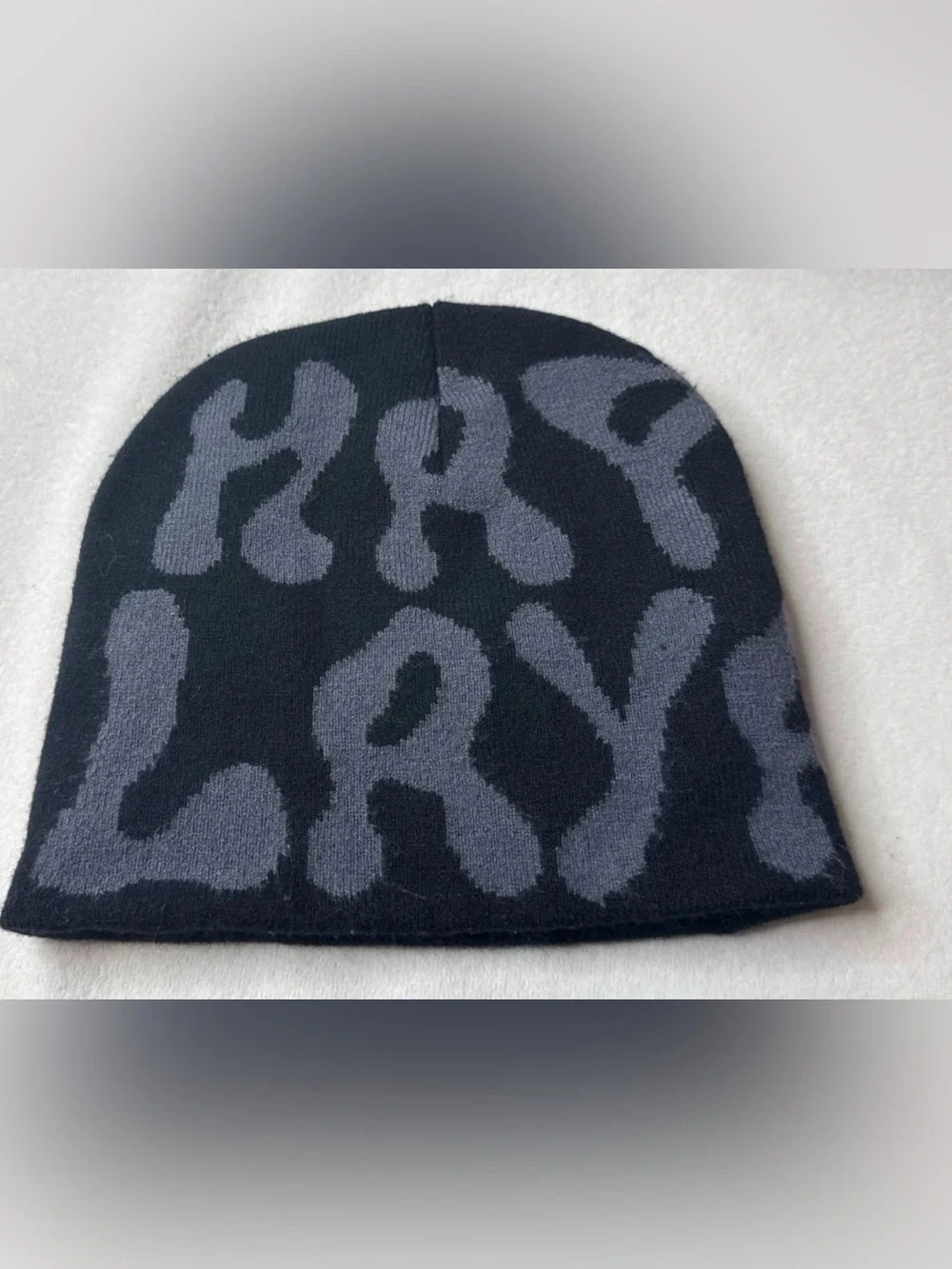 Black and Gray Leopard Knit Beanie